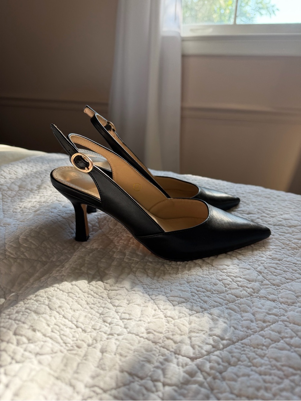 Classic Black Slingback Pointed-Toe Heels